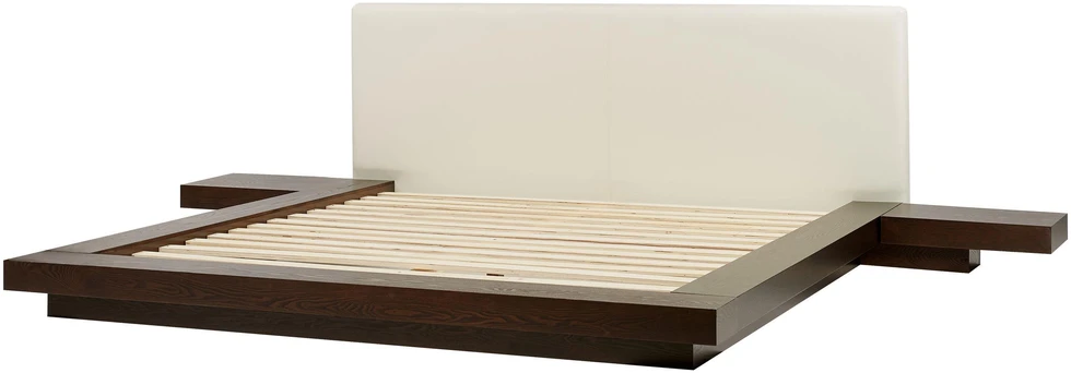 Beliani LED lova iš dirbtinės odos ZEN 180 x 200 cm tamsaus uosio spalvos