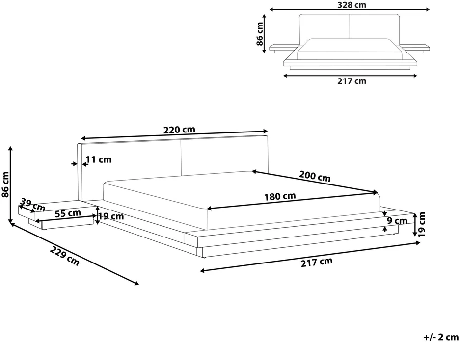 Beliani LED lova iš dirbtinės odos ZEN 180 x 200 cm tamsaus uosio spalvos