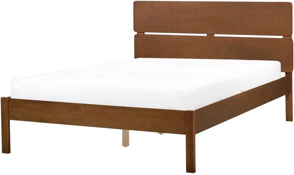 Beliani LED lova iš medienos BOISSET 140 x 200 cm tamsiai ruda