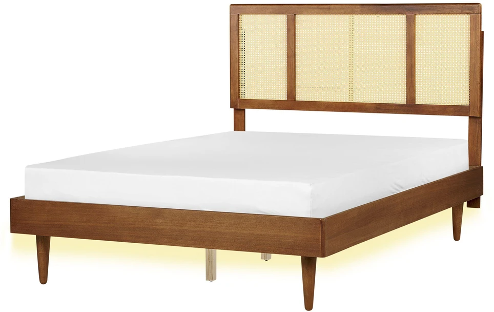 Beliani LED lova iš rotango AURAY 140 x 200 cm ruda