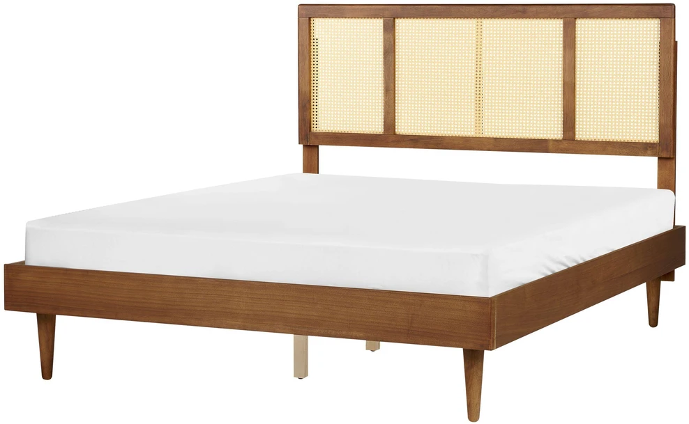 Beliani LED lova iš rotango AURAY 160 x 200 cm ruda