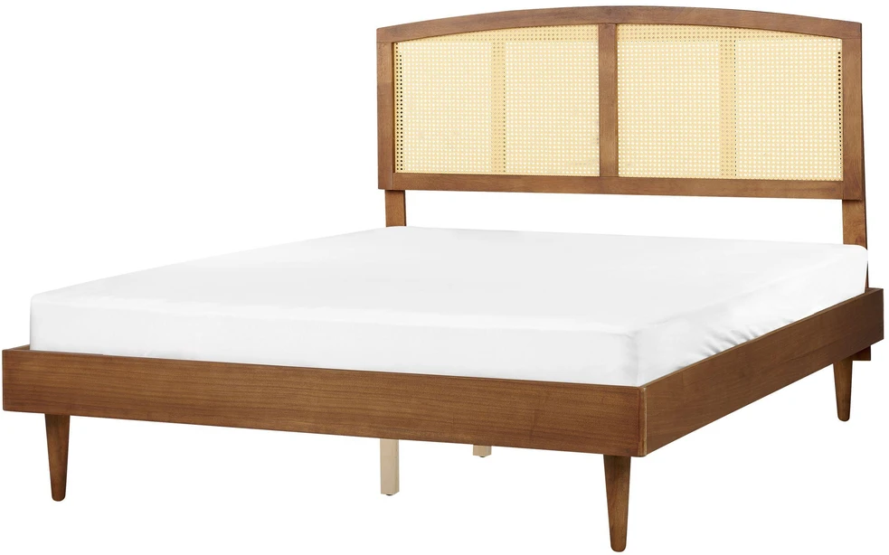 Beliani LED lova iš rotango VARZY 160 x 200 cm ruda