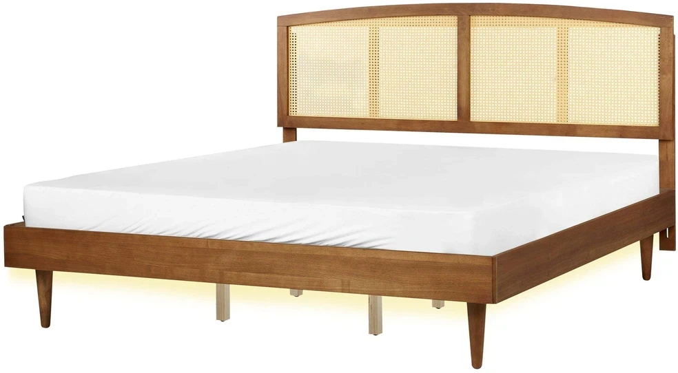 Beliani LED lova iš rotango VARZY 180 x 200 cm ruda