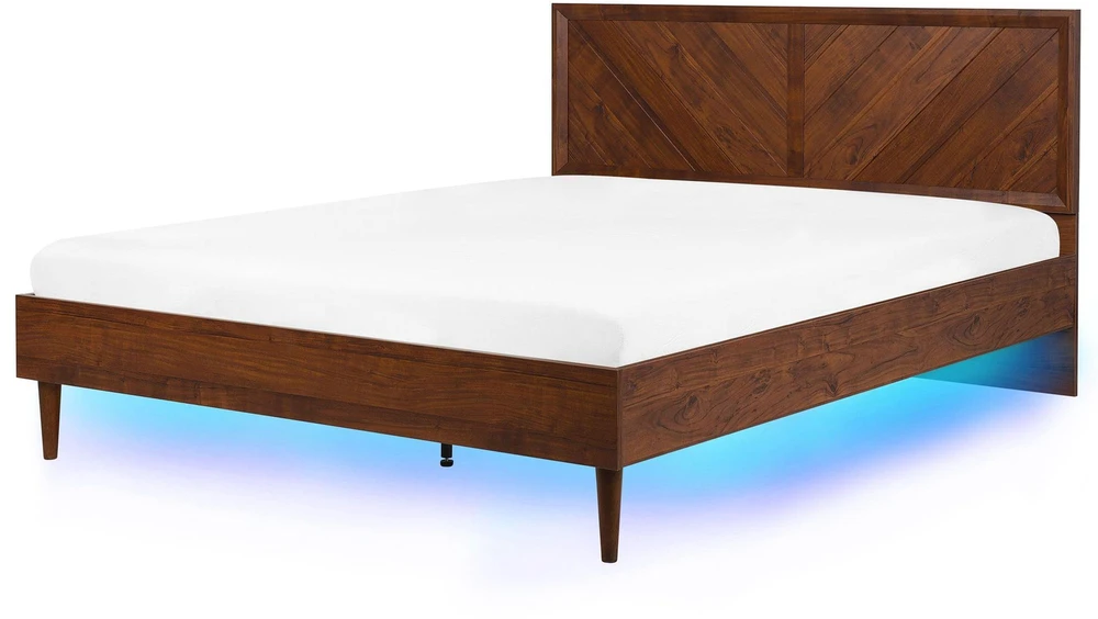 Beliani LED lova MIALET 180 x 200 cm tamsiai ruda