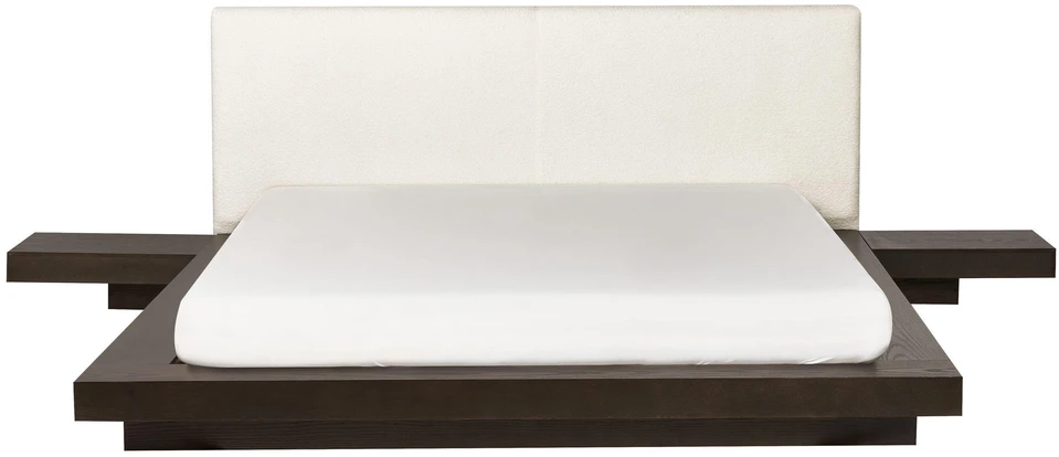 Beliani LED lova su boucle audiniu ZEN 160 x 200 cm LED tamsus uosis