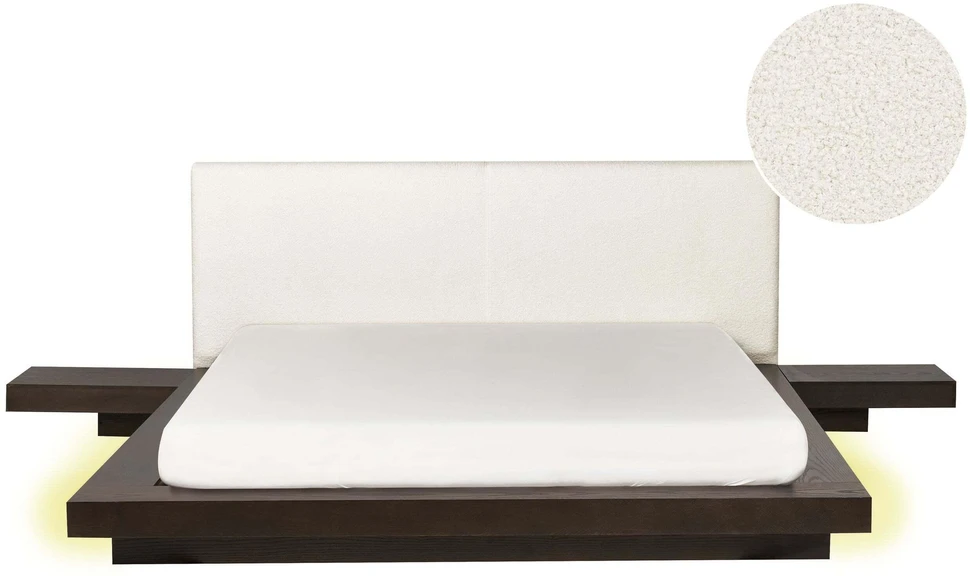 Beliani LED lova su boucle audiniu ZEN 160 x 200 cm LED tamsus uosis