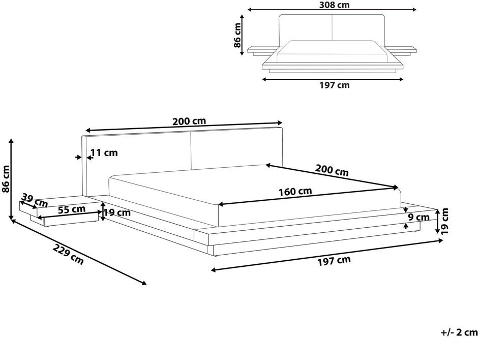Beliani LED lova su boucle audiniu ZEN 160 x 200 cm natūralaus uosio spalvos