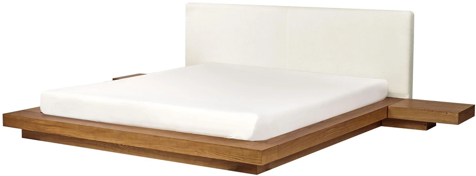 Beliani LED lova su Boucle ZEN 180 x 200 cm, natūralaus uosio spalvos