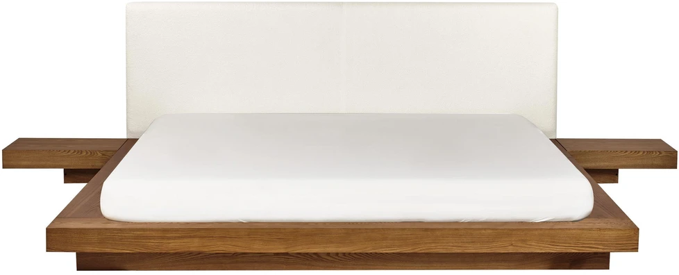 Beliani LED lova su Boucle ZEN 180 x 200 cm, natūralaus uosio spalvos