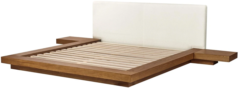 Beliani LED lova su Boucle ZEN 180 x 200 cm, natūralaus uosio spalvos