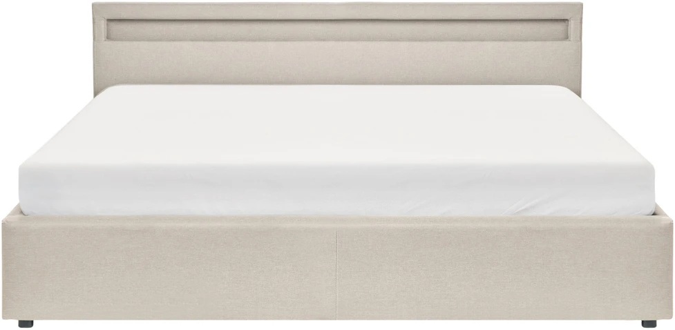 Beliani LED lova su patalynės dėže ARMELLE smėlio spalvos 180 x 200 cm