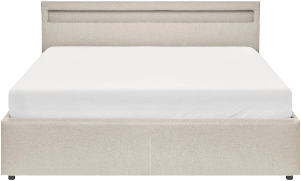 Beliani LED lova su patalynės dėže ARMELLE smėlio spalvos 160 x 200 cm