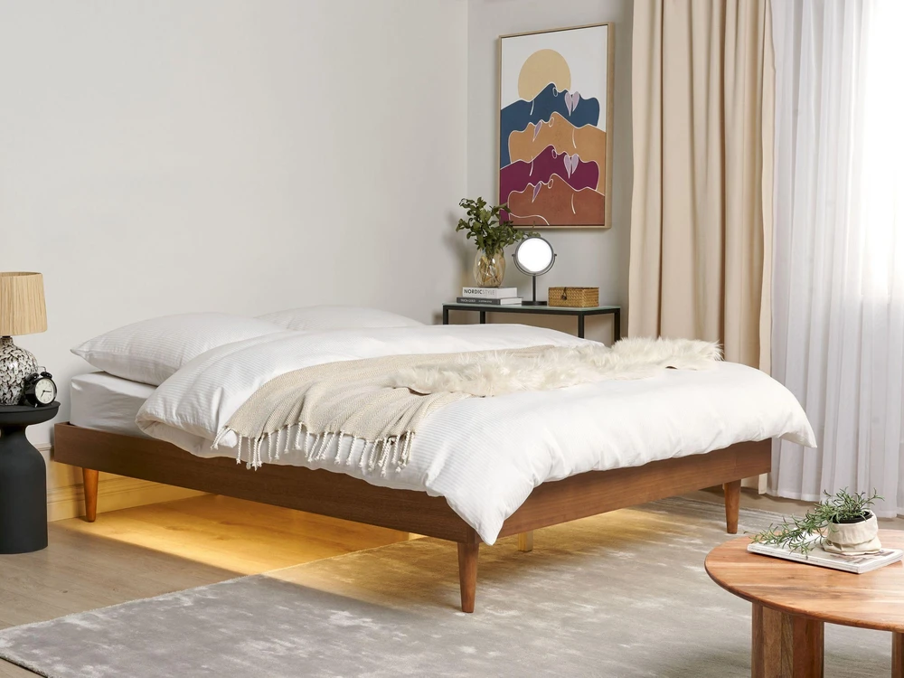 Beliani LED lova TOUCY 160 x 200 cm, ruda
