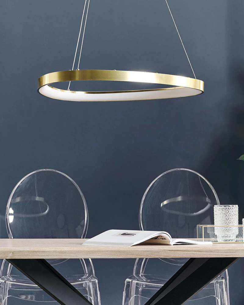 Beliani LED pakabinamas šviestuvas KRABURI metalinis auksinis