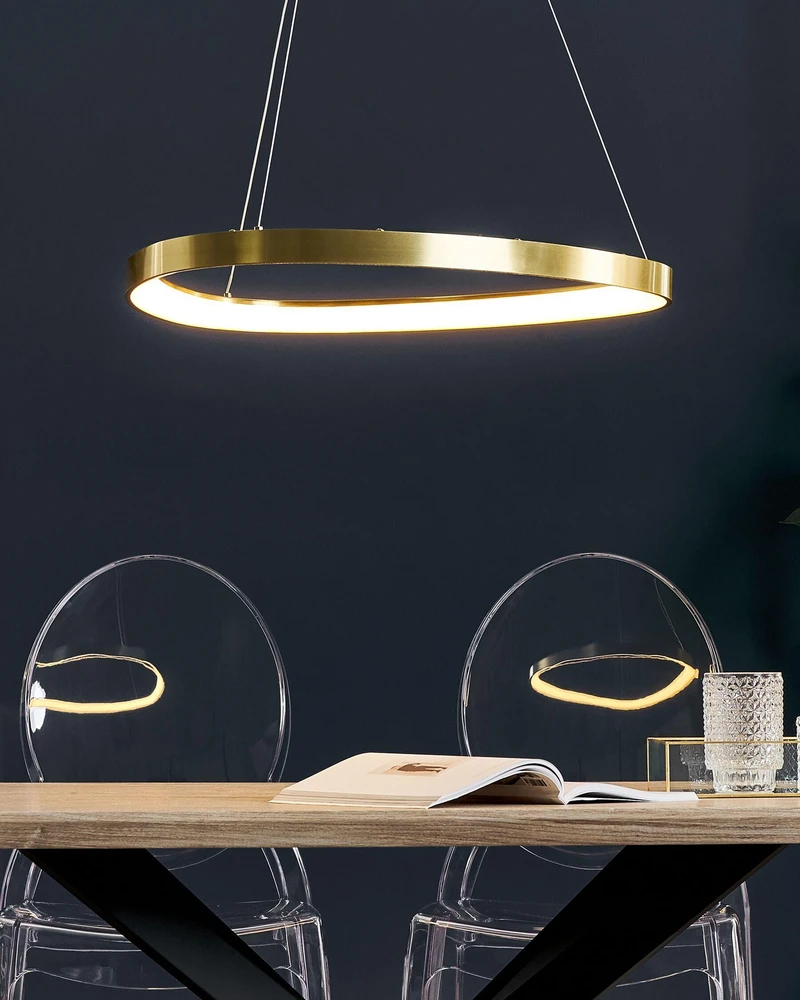 Beliani LED pakabinamas šviestuvas KRABURI metalinis auksinis