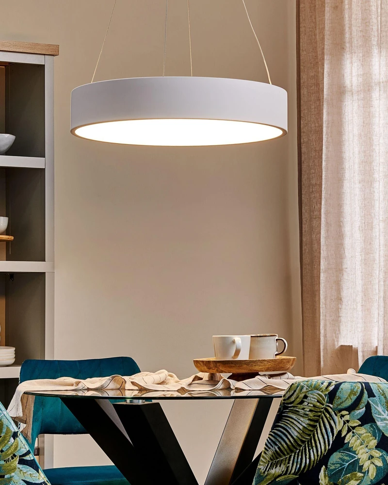 Beliani LED pakabinamas šviestuvas LENYA, metalas, baltas