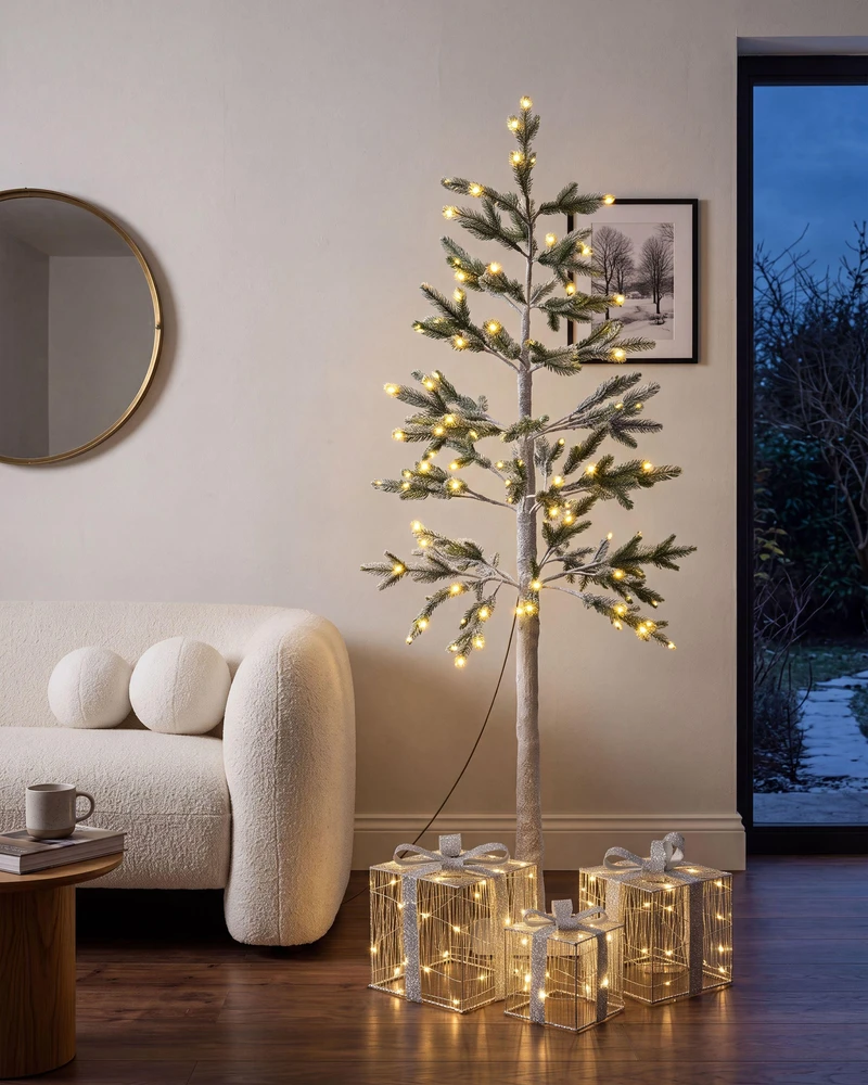 Beliani LED sodo dekoracija ALBIONI medelis 180 cm baltas