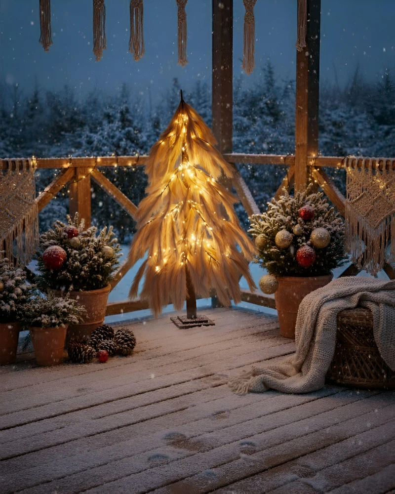 Beliani LED sodo dekoracija BIFROST 123 cm eglutė, smėlio spalvos