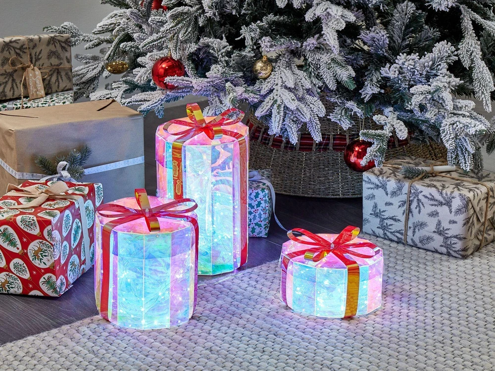 Beliani LED sodo dekoracija GRIMSEY Kalėdinės dovanos 30/20/10 cm, spalvota