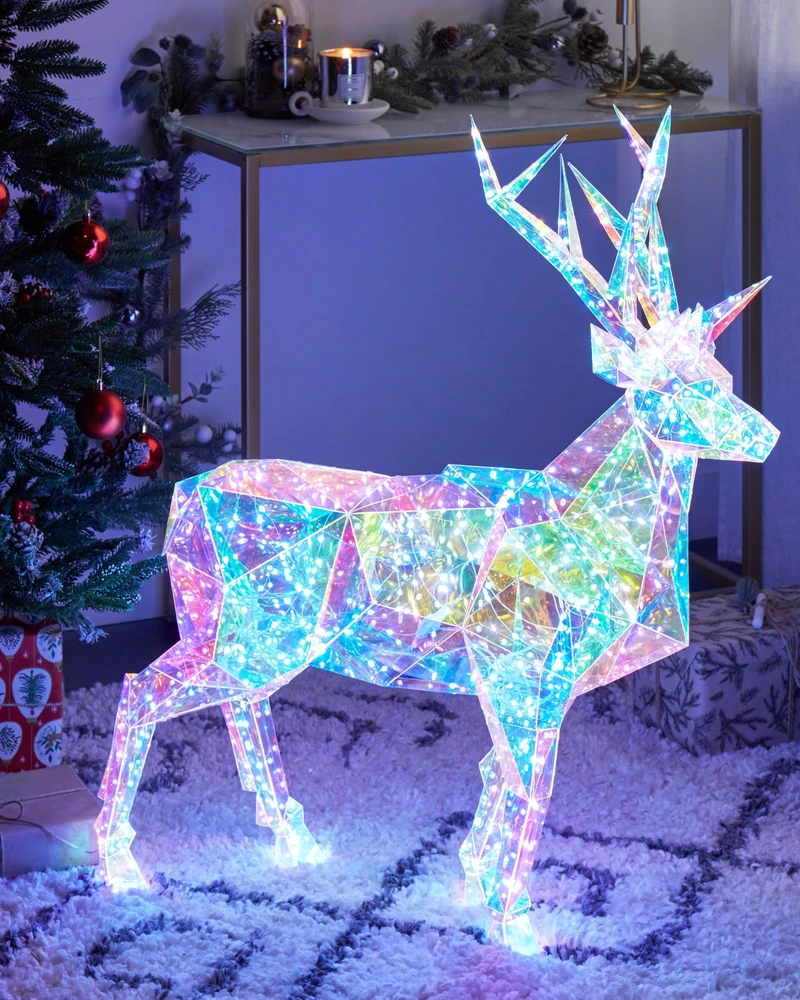 Beliani LED sodo dekoracija POLARIS 90 cm, spalvingas šiaurės elnias