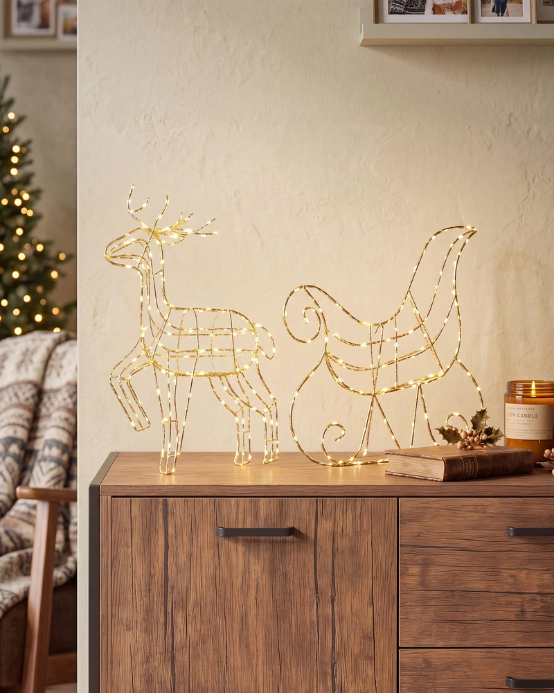 Beliani LED sodo dekoracija SAIJA Elnias 46 cm sidabrinė