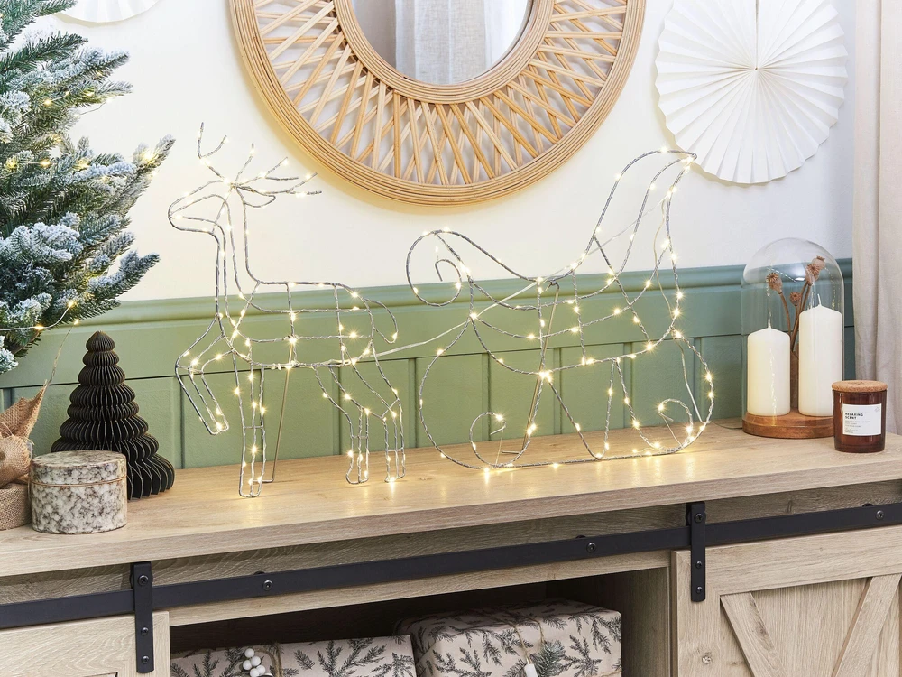 Beliani LED sodo dekoracija SAIJA Elnias 46 cm sidabrinė
