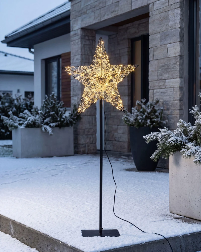 Beliani LED sodo dekoracija SANNAN žvaigždė 110 cm juoda