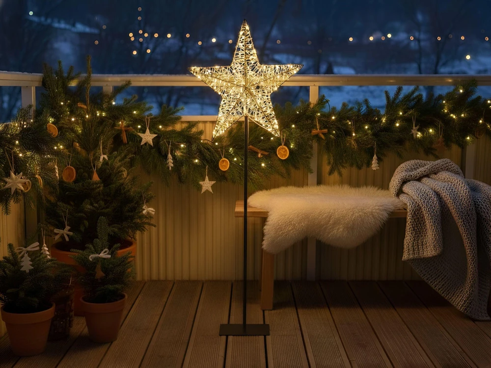 Beliani LED sodo dekoracija SANNAN žvaigždė 110 cm juoda
