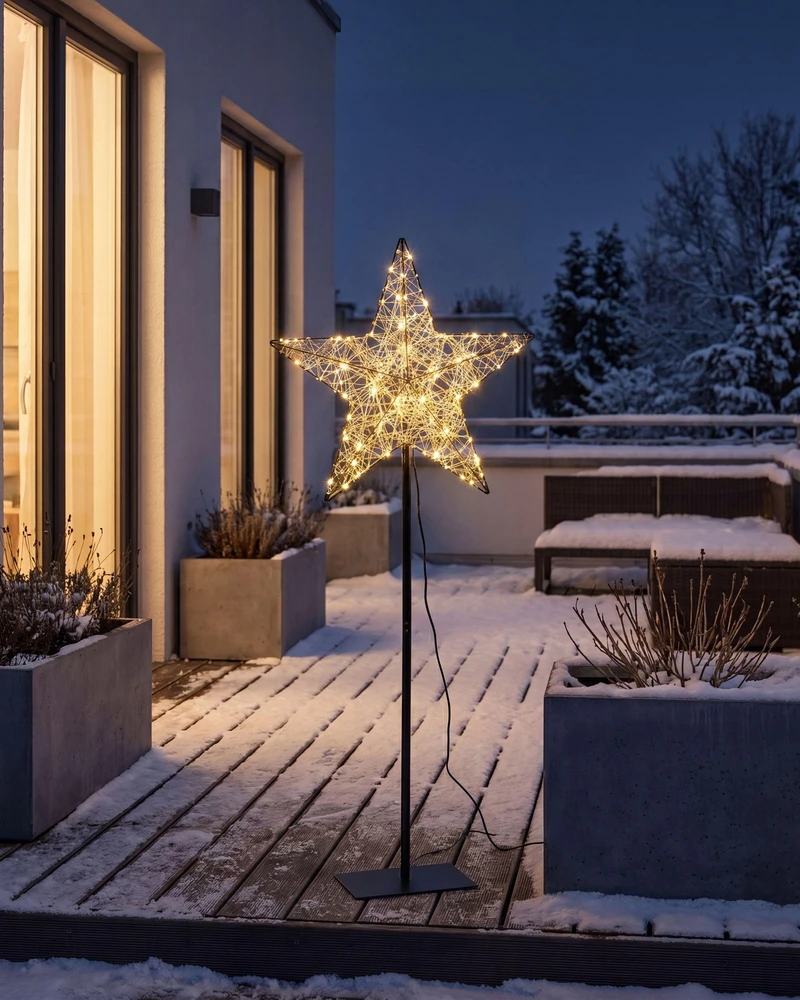 Beliani LED sodo dekoracija SANNAN žvaigždė 110 cm juoda