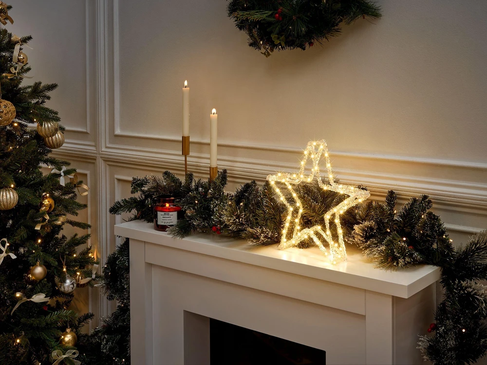 Beliani LED sodo dekoracija SIMO žvaigždė 31 cm balta