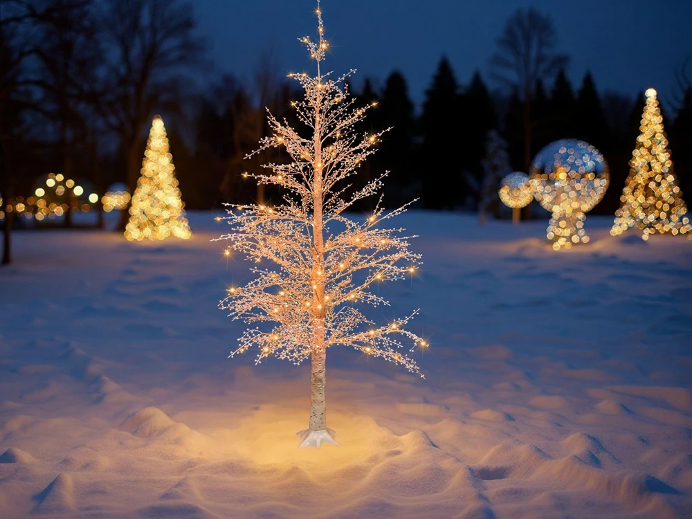 Beliani LED sodo dekoracija SUONTEE Kalėdų eglutė 180 cm balta