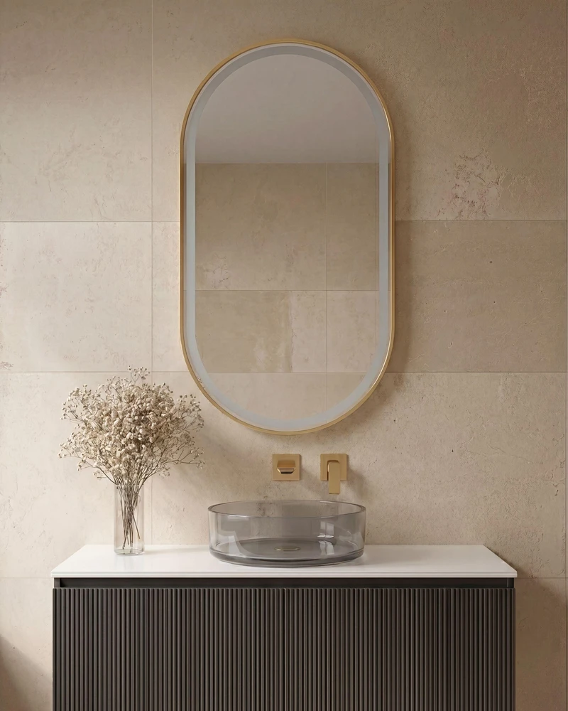 Beliani LED vonios veidrodis CHIDDES 60 cm 120 cm sidabrinis