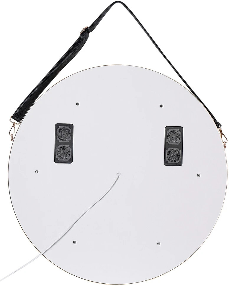 Beliani LED vonios veidrodis DAROIS 60 cm x 60 cm su integruotu Bluetooth garsiakalbiu, auksinis