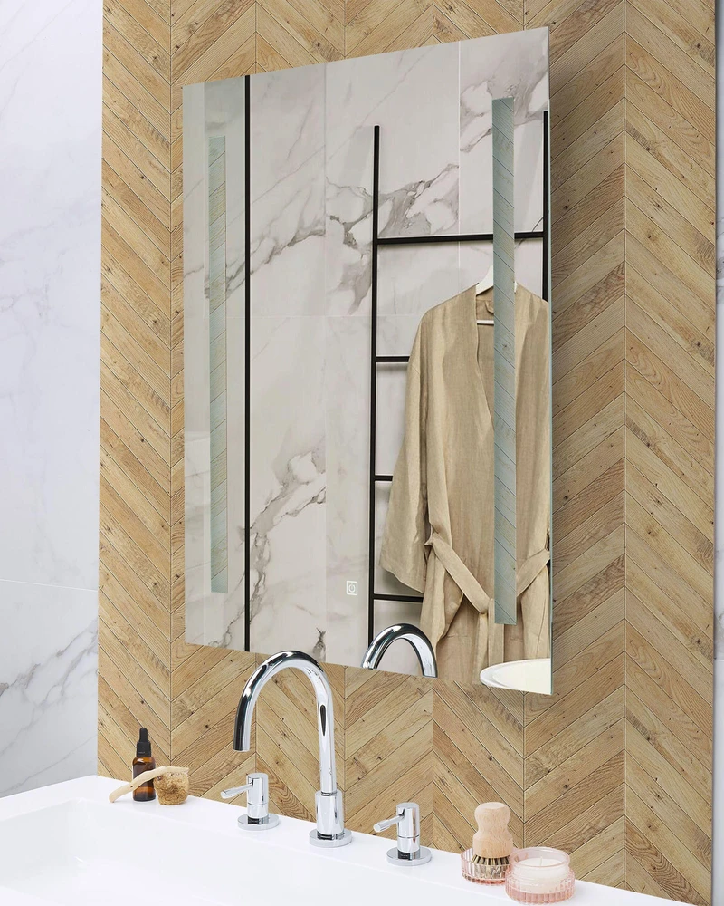Beliani LED vonios veidrodis MARTINET 70 cm 90 cm sidabrinis