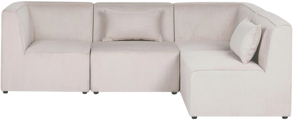 Beliani LEMVIG modulinė kampinė sofa 4 asmenims, kairinė, smėlio spalvos velvetas