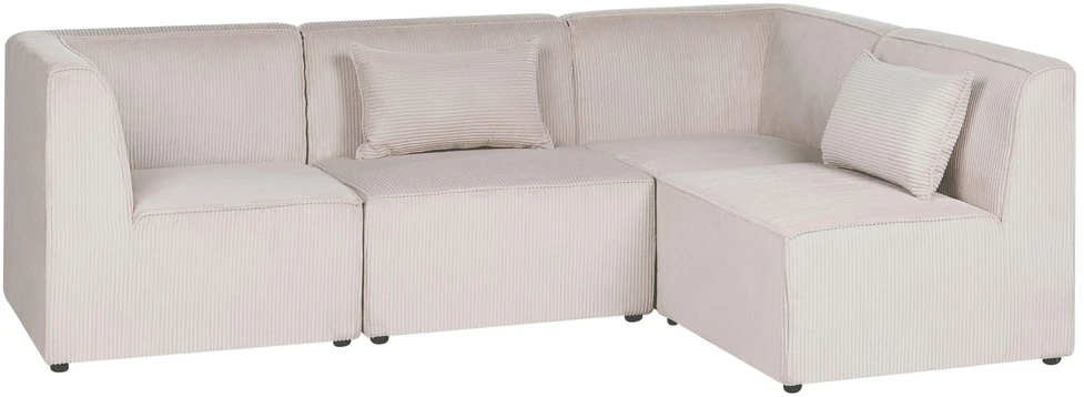 Beliani LEMVIG modulinė kampinė sofa 4 asmenims, kairinė, smėlio spalvos velvetas