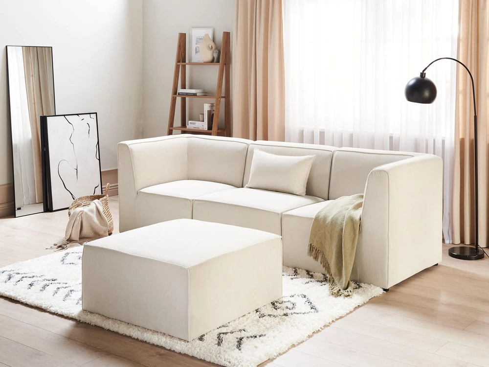 Beliani LEMVIG otomana, velvetinis smėlio spalvos