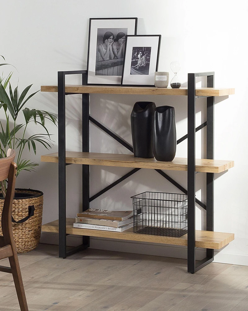 Beliani Lentyna 3 lentynų TIMBER 111 cm šviesiai ruda
