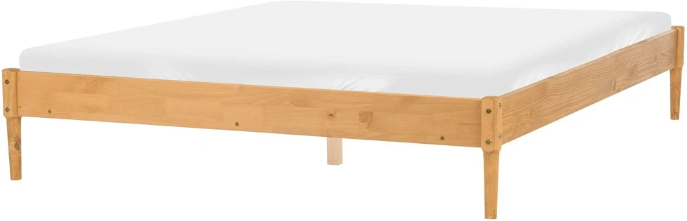 Beliani Lova be galvūgalio iš pušies medienos VEYRAC, 180 x 200 cm, šviesiai ruda
