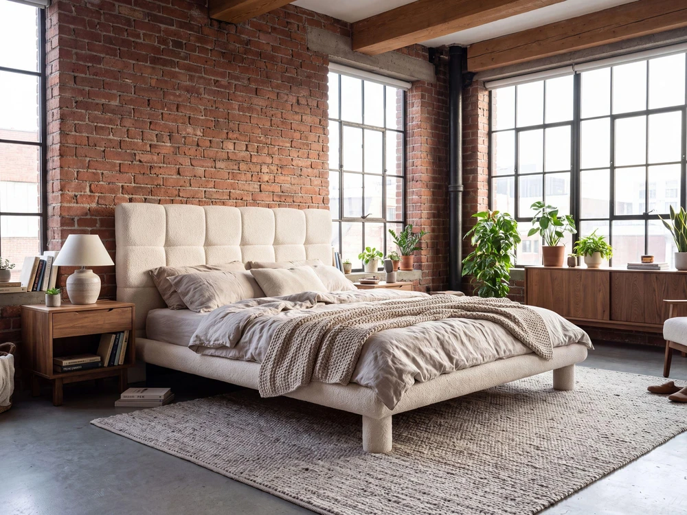 Beliani Lova Boucle CRESSAT 160 x 200 cm, kreminės baltos spalvos