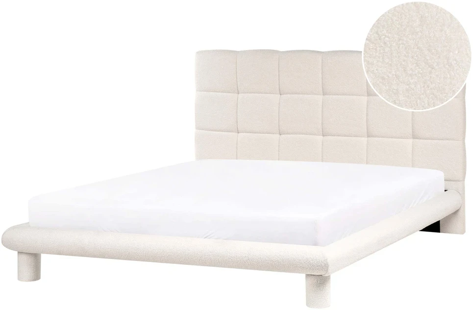 Beliani Lova Boucle CRESSAT 160 x 200 cm, kreminės baltos spalvos