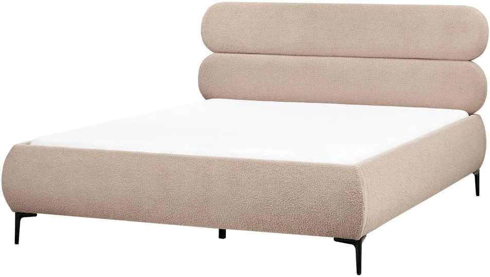 Beliani Lova Boucle LESSAY 160 x 200 cm smėlio pilkos spalvos