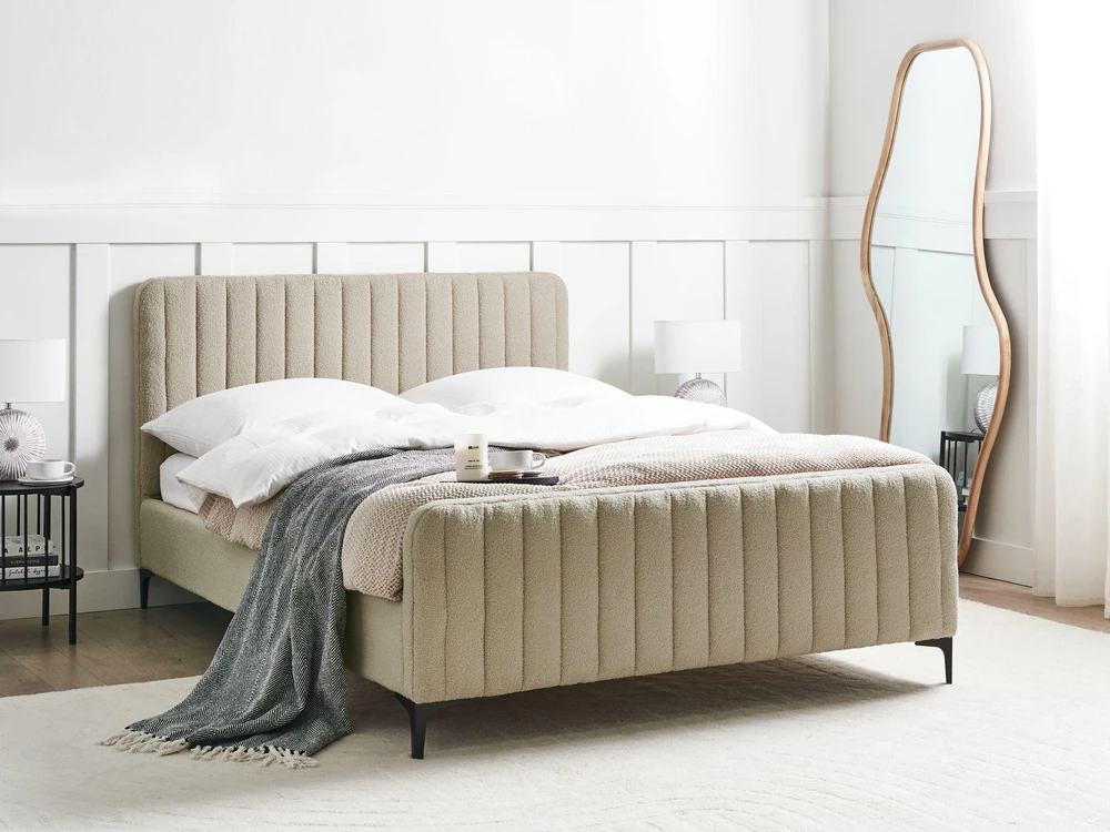 Beliani Lova Boucle LUNAN 140 x 200 cm smėlio spalvos