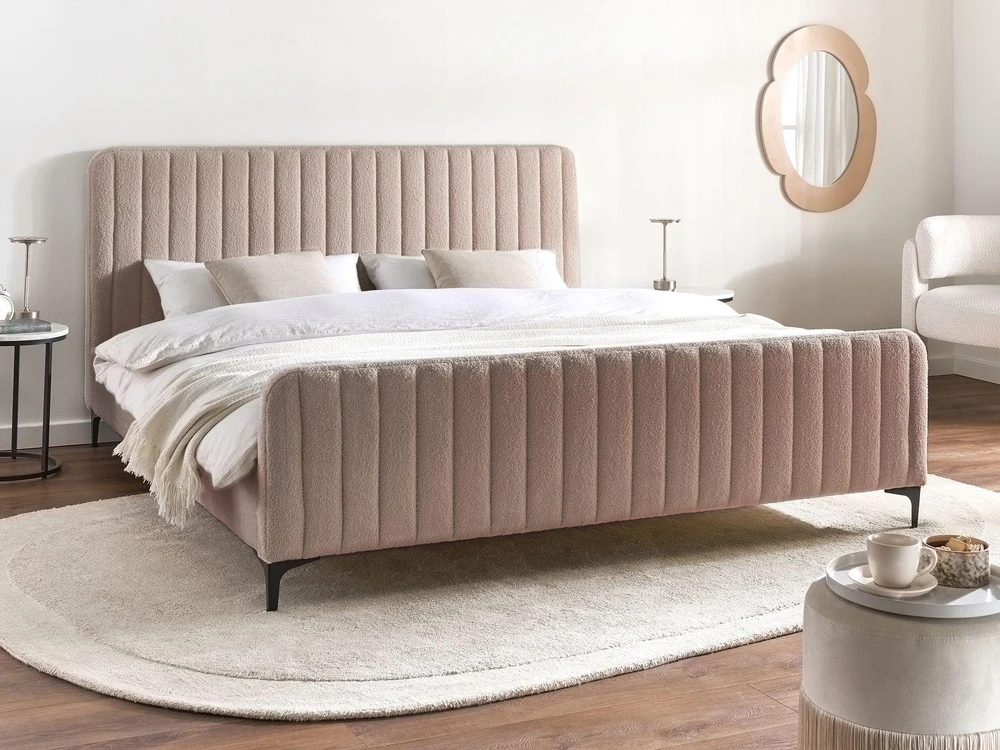 Beliani Lova Boucle LUNAN 180 x 200 cm smėlio-pilka