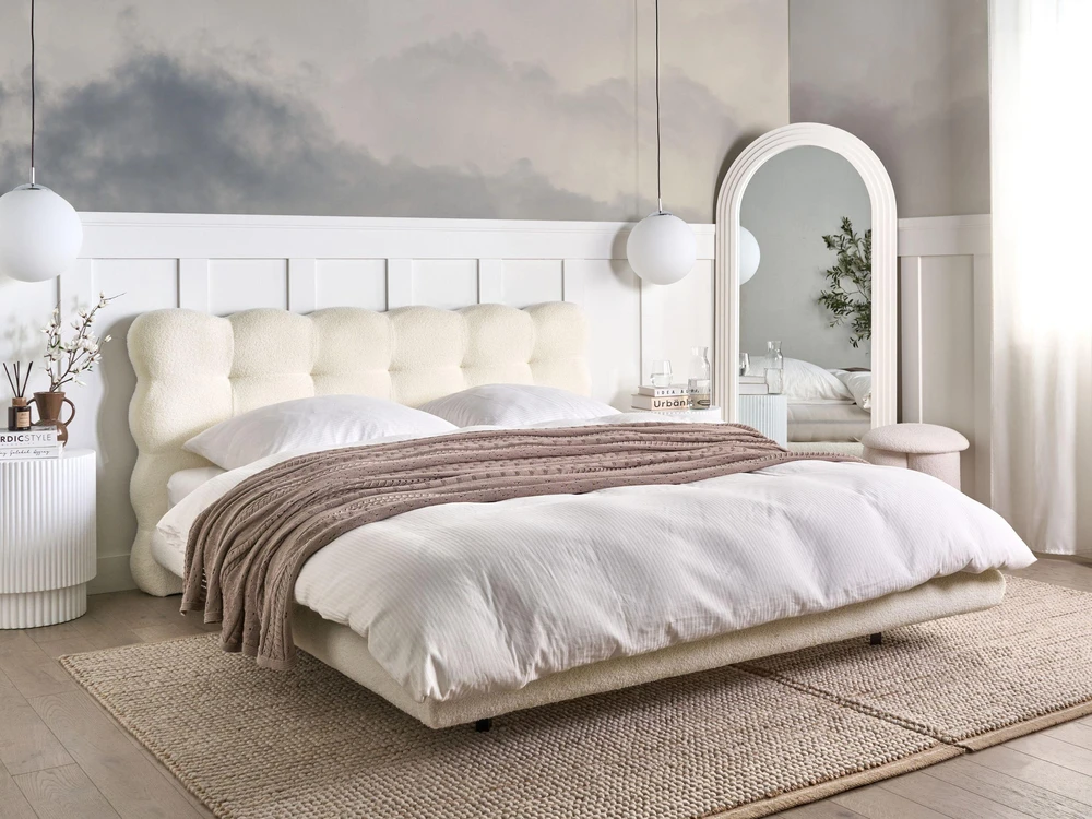Beliani Lova Boucle SOULISSE 160 x 200 cm kreminės spalvos
