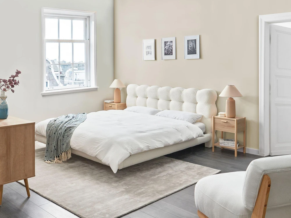 Beliani Lova Boucle SOULISSE 180 x 200 cm, kreminė balta