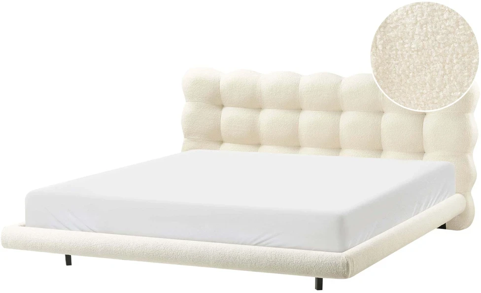 Beliani Lova Boucle SOULISSE 180 x 200 cm, kreminė balta