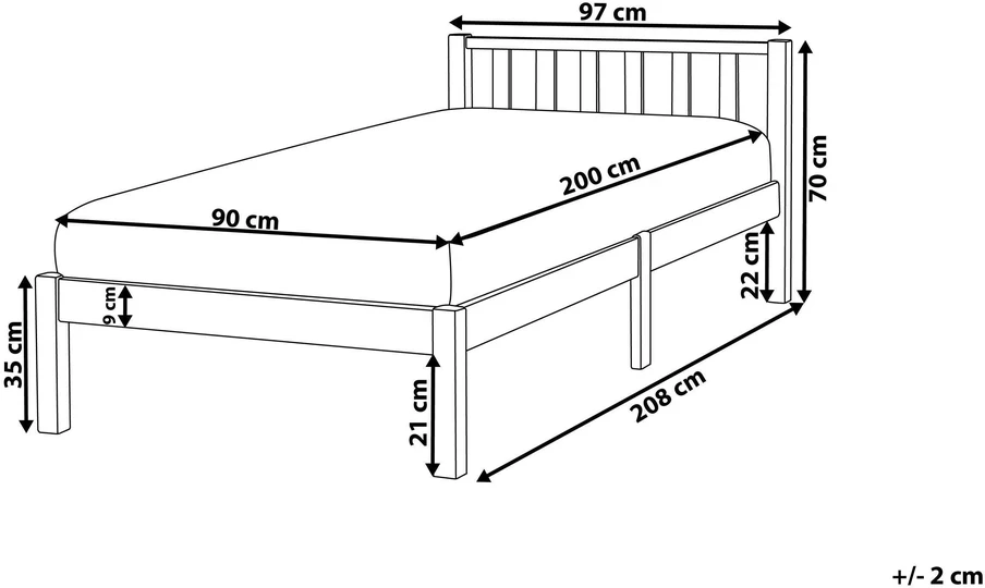 Beliani Lova iš pušies medienos FLORAC 90 x 200 cm šviesiai ruda
