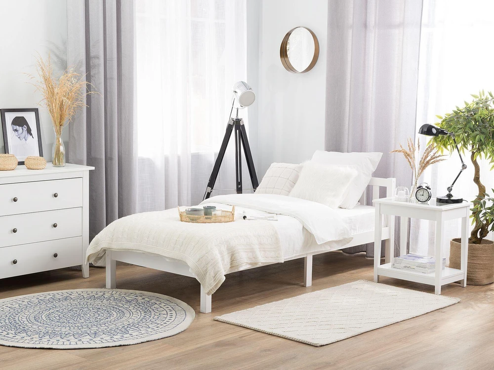 Beliani Lova iš pušies medienos FLORAC 90 x 200 cm balta
