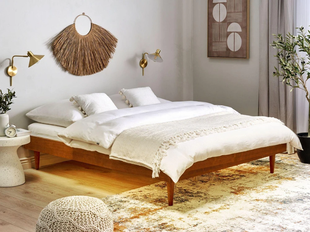 Beliani LOVA LED TOUCY 180 x 200 cm, rudo uosio spalvos